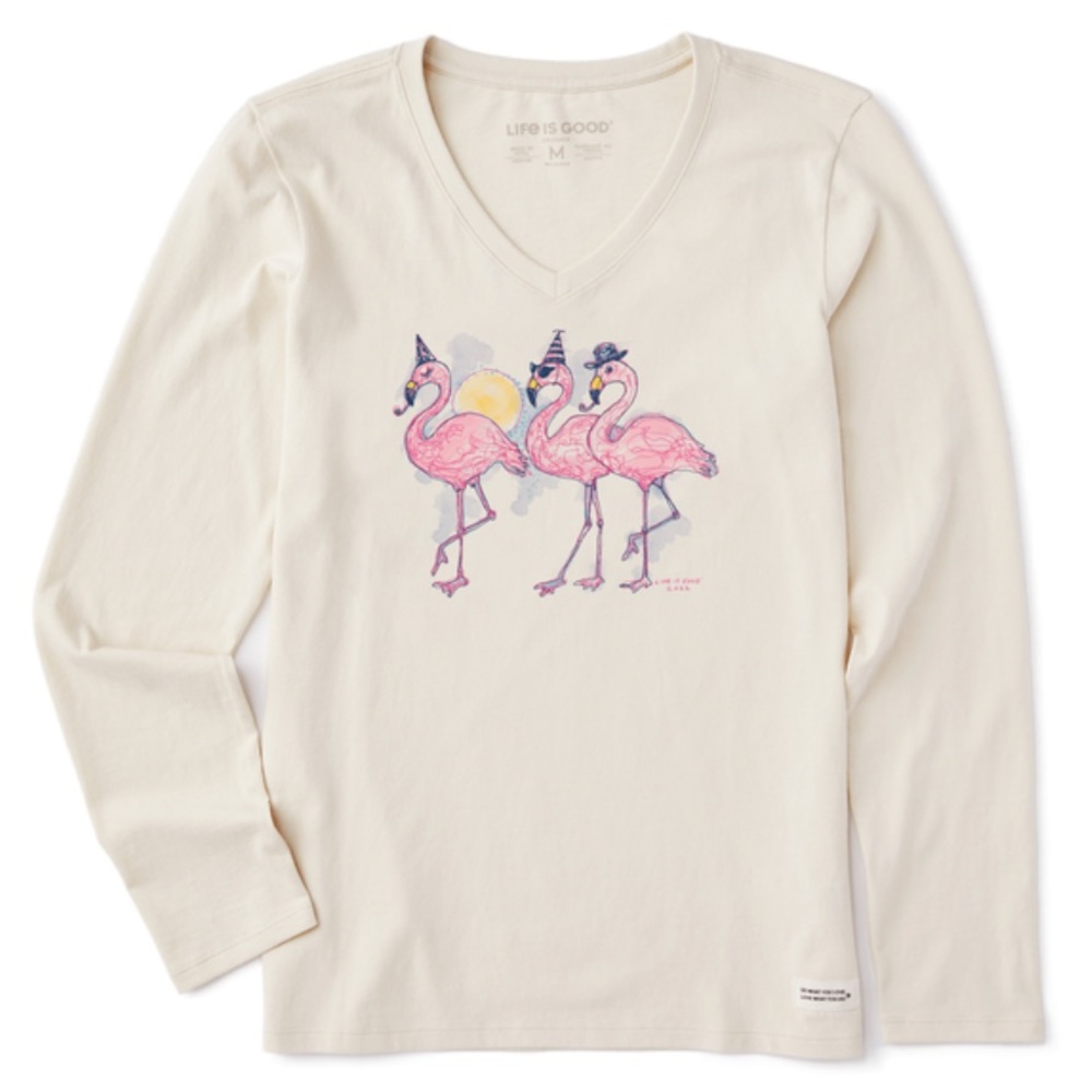 Life is Good Flamingo V-neck Tee